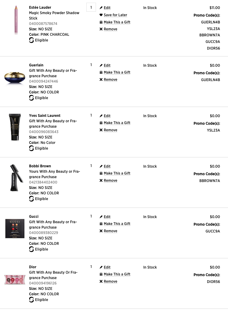 Saks free high end samples with any purchase + more Gift With Purchase