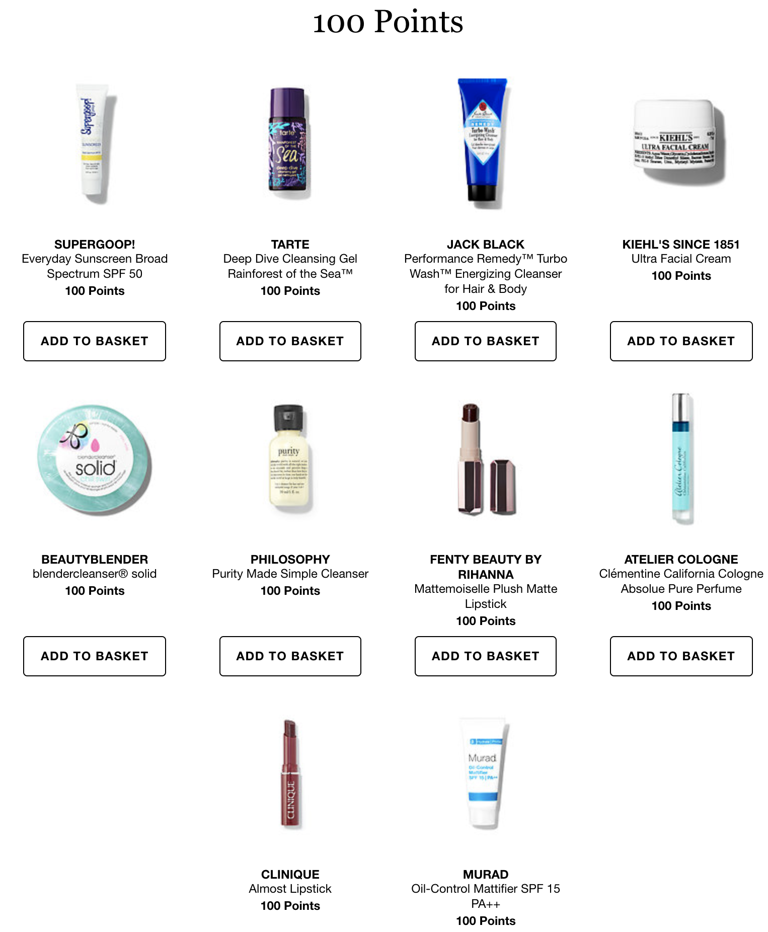 Sephora new 100/250/1500 pts rewards - Gift With Purchase