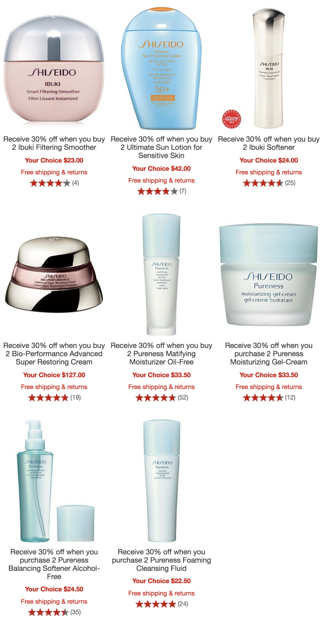 shiseido sale