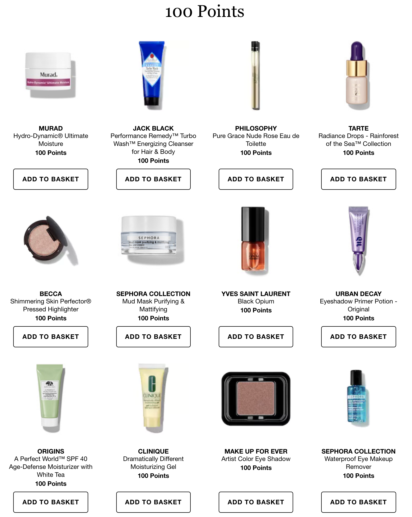 Sephora new 100 points rewards - Gift With Purchase