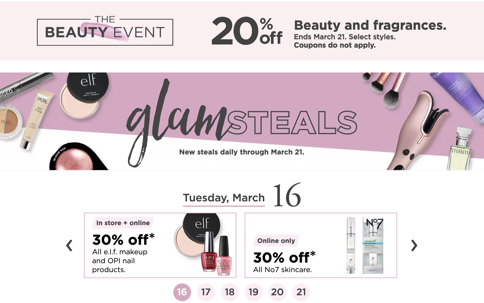 Kohl's: Beauty Event Daily Glam Steals - 3/16 - Gift With Purchase