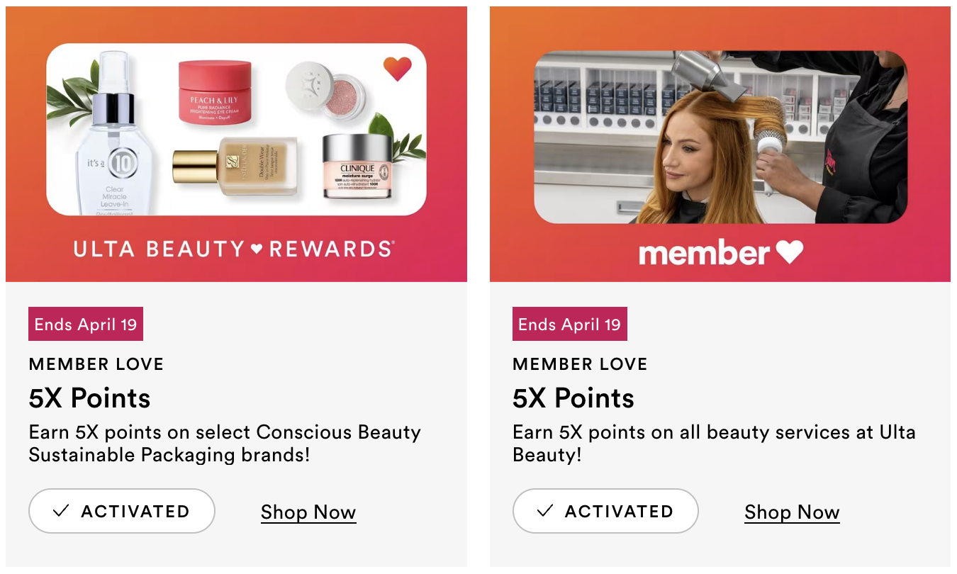 Ulta: 5X pts beauty services & Conscious Beauty Sustainable Packaging ...